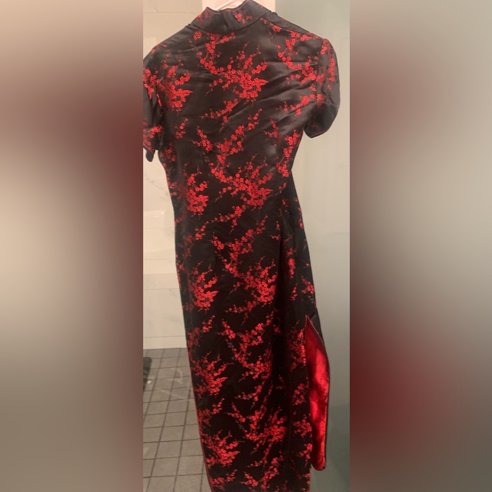 Japanese style cocktail dress M red black